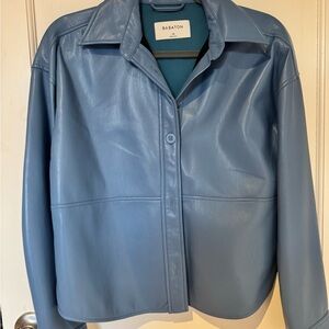 Aritzia Babaton Pelli Shirt Jacket in blue (vegan leather)